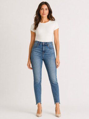 WHBM White House Black Market Extra High-Rise Skinny Jeans Size 6 Raw Hem
